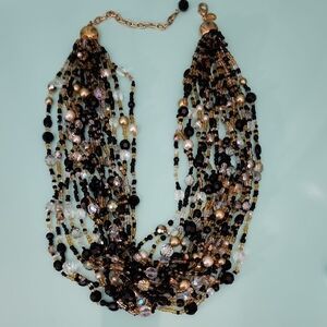 Joan Rivers Black and Gold Multi-Strand Necklace From The Torsade Collection